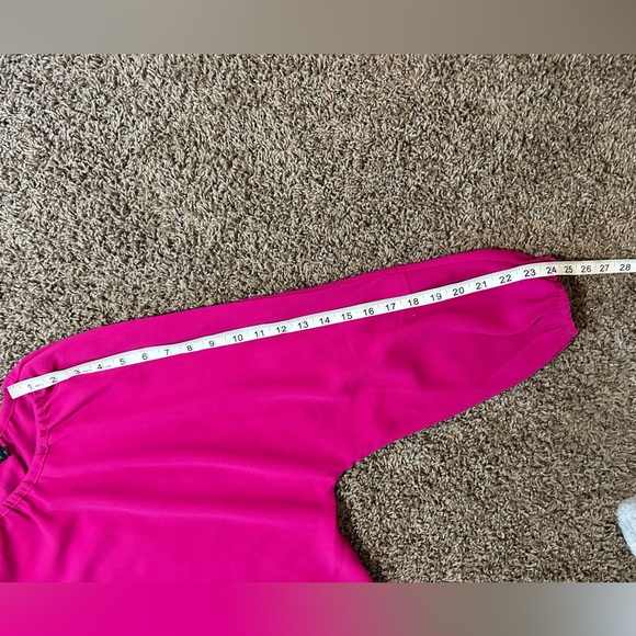 Pomander Place Tuckernuck Eliza Shift Dress Pink Fuchsia Long Sleeve Pockets S - Picture 10 of 11